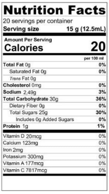 Nutrition Fact Organic Coconut Aminos