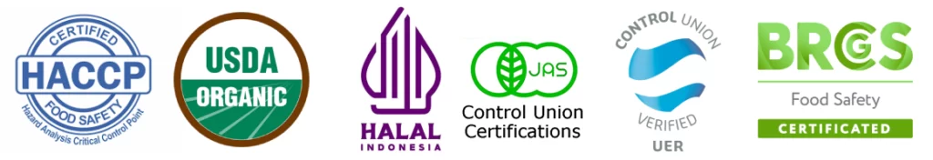 USDA Organic Certification, HALAL, Control Union Certification, ID-BIO-149 Non-EU Agriculture Organic Indonesia BROS